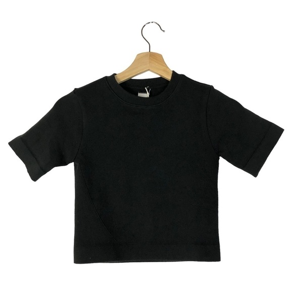 Everlane Black Seamless Cropped Short Sleeve T-Shirt XS/S - Picture 2 of 5